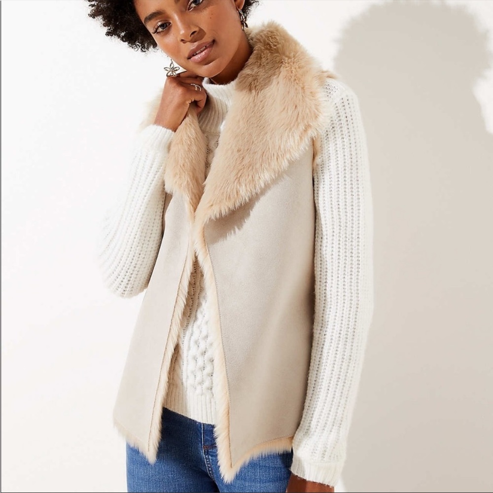 LOFT Faux Shearling Reversible Vest